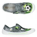 3F szare kapcie dziecięce zielona piłka