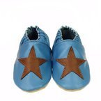 Kapcie Dziecięce PAPUSHKI Niebieskie Gwiazdka Brąz